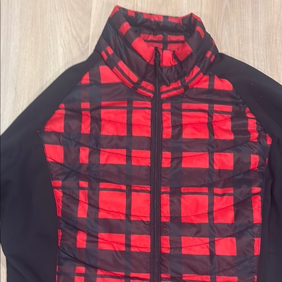 Red and Black Utility Jacket with Plaid Design - Picture 2 of 11
